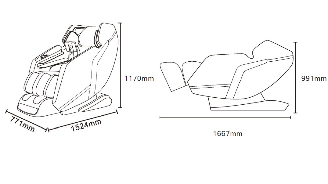 Masážne kreslo Damico Vento 4D rozmery a parametre